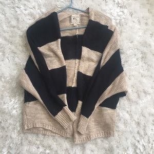 Navy and cream colored cardigan